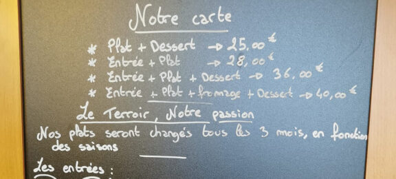 Notre carte du jour au restaurant - Hôtel de France - Rochechouart